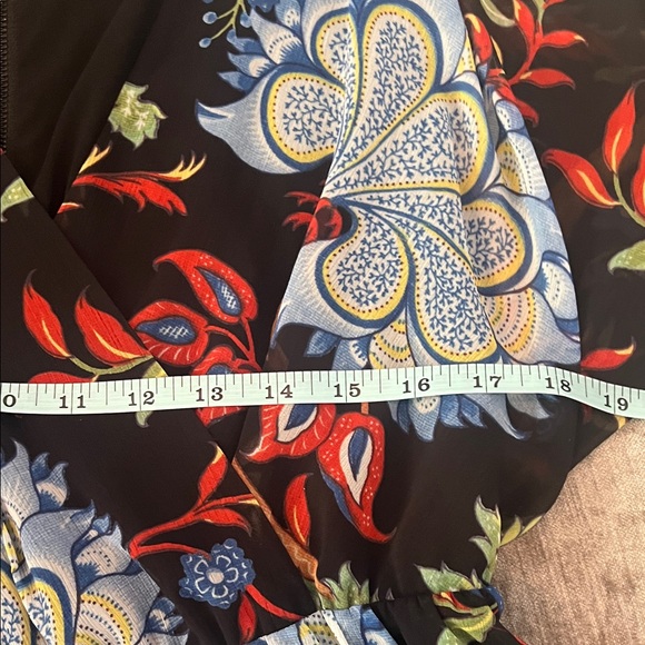 Alice + Olivia Black Mini Dress with Blue, Red & Green Floral Print size 2 - Picture 10 of 13